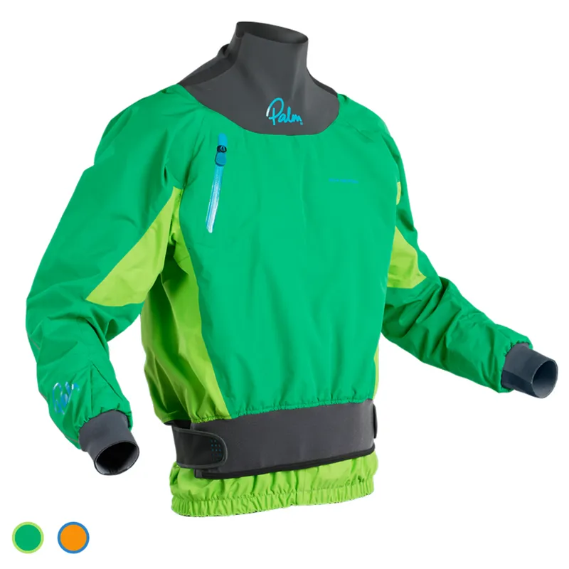 2025 Palm Equipment Mens Zenith Semi Dry Whitewater Jacket in Green or Orange